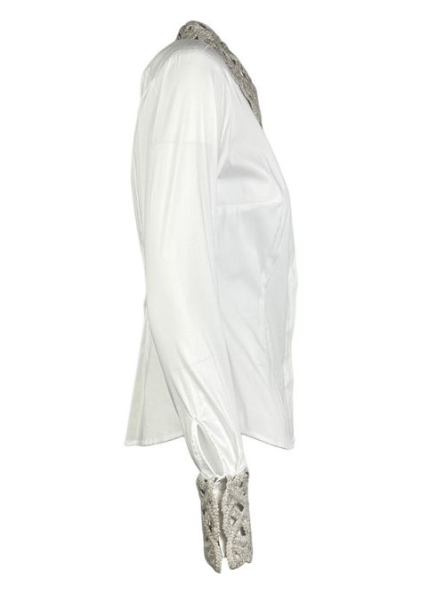 camicia donna dettagli macramè bianca Camicetta Snob | 595-31412108